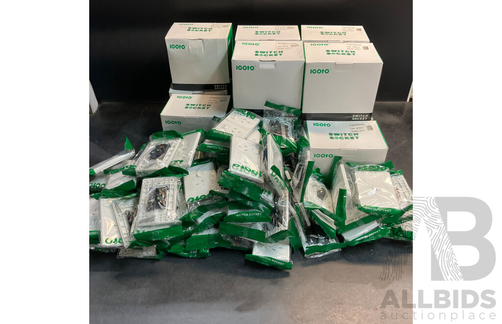 IGOTO Switch Socket Included Single/ Double Power Point, 1 Gang Wall Switch - Lot of 190