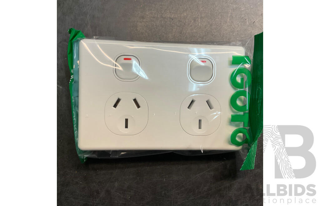 IGOTO Switch Socket Included Single/ Double Power Point, 1 Gang Wall Switch - Lot of 190