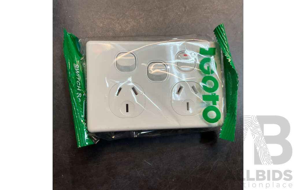 IGOTO Switch Socket Included Single/ Double Power Point, 1 Gang Wall Switch, Double Power Point with Extra Switch  - Lot of 180