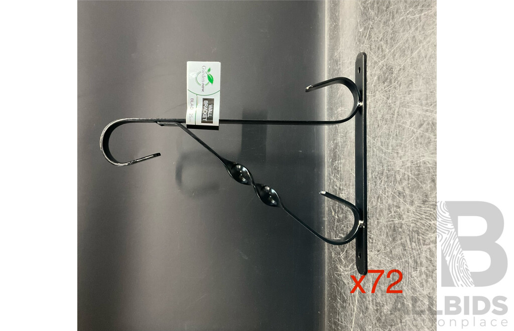 Garden.now Wall Bracket Black 25cm - Lot of 72 - RRP $576.00