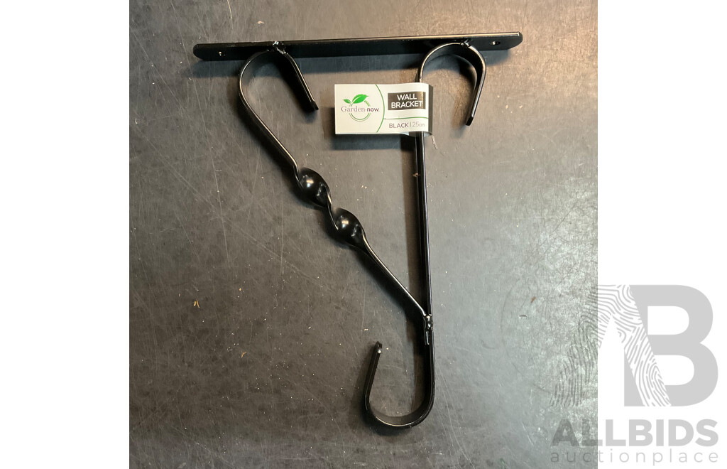 Garden.now Wall Bracket Black 25cm - Lot of 72 - RRP $576.00