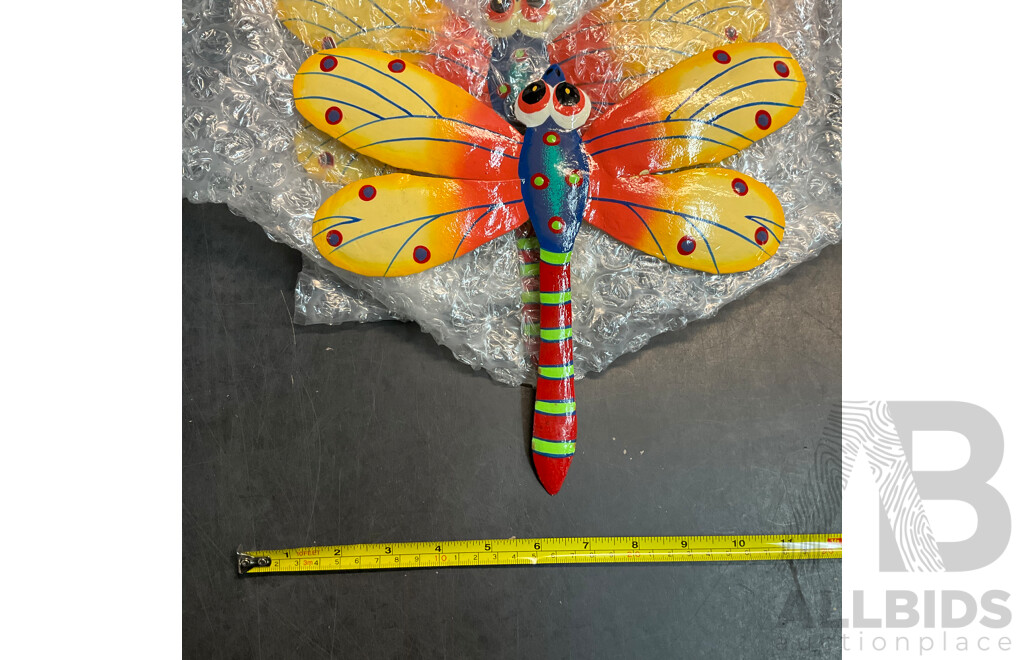 Metal Decorative Indoor Outdoor Hanging Wall Art - Gecko Lizard, Butterfly, Dragonfly - Lot of 58