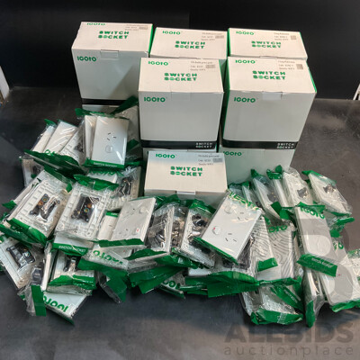 IGOTO Switch Socket Included Single/ Double Power Point, 1 Gang Wall Switch - Lot of 190