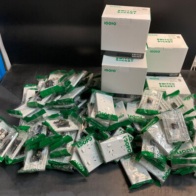 IGOTO Switch Socket Included Single/ Double Power Point, 1 Gang Wall Switch - Lot of 190