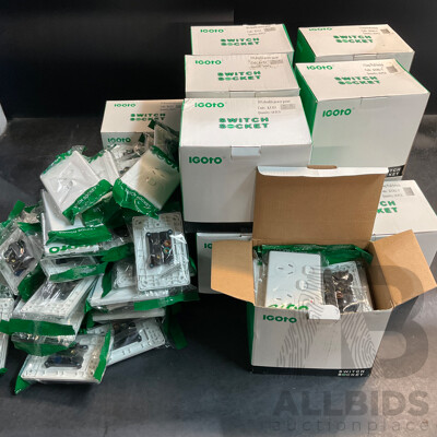 IGOTO Switch Socket Included Single/ Double Power Point, 1 Gang Wall Switch, Double Power Point with Extra Switch  - Lot of 180