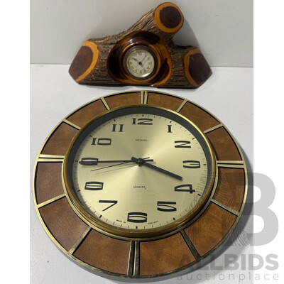 Two Vintage Austrlian Clocks - Mulga Wood and Metamec Quartz