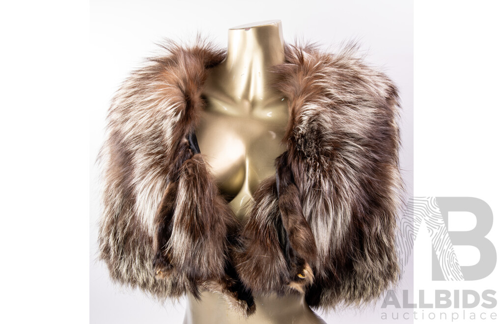 Vintage Soft Fur Cape With Attached Feet and Claws Small