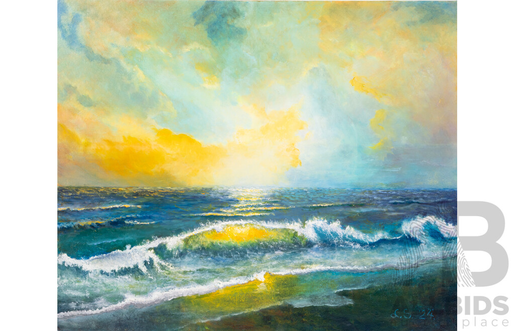 Lazo Stankovic, (20th Century, Australian), Jervis Bay, Fantastic Original Oil on Stretched Canvas Cloth, 50 x 60 cm