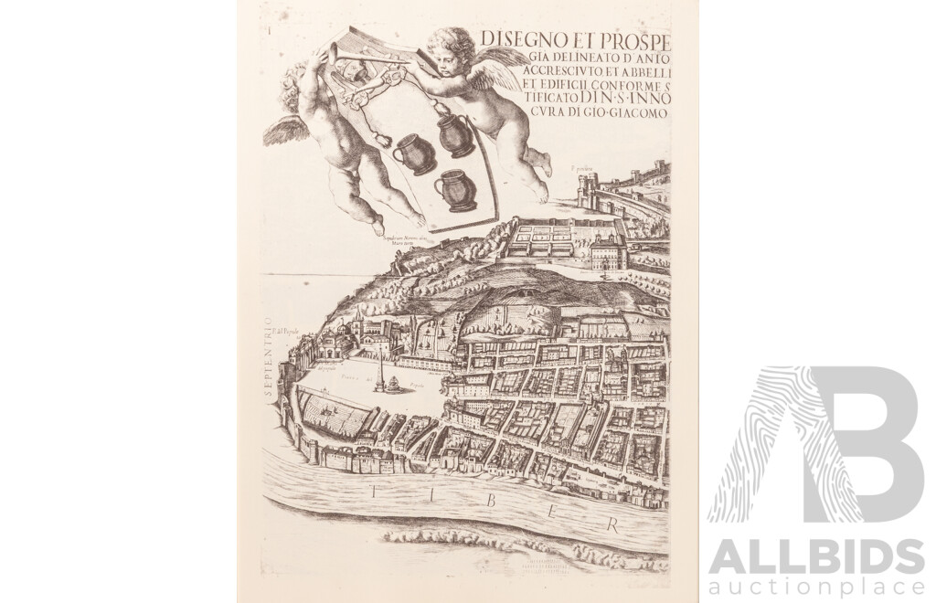 Antonio Tempesta, (Renaissance, Italian, 1555-1630), Pianta Di Roma (Map of Rome) (Original Version Dates Approx 1593), Reproduced Edition From 1991, Ink on Card, 45 x 34 cm (12 Sheets with Storage Portfolio)