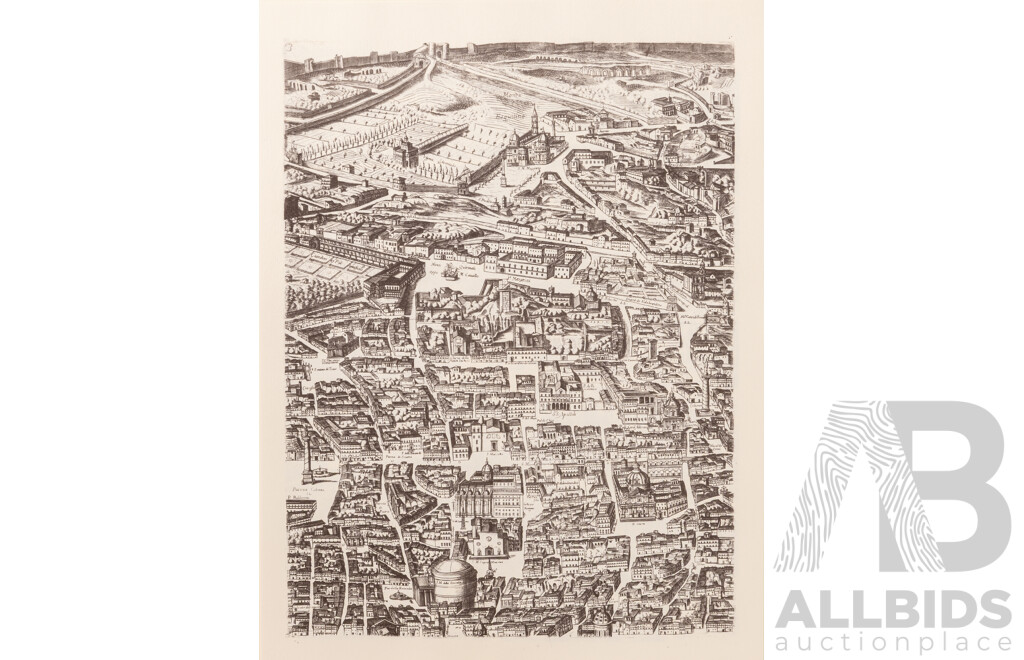 Antonio Tempesta, (Renaissance, Italian, 1555-1630), Pianta Di Roma (Map of Rome) (Original Version Dates Approx 1593), Reproduced Edition From 1991, Ink on Card, 45 x 34 cm (12 Sheets with Storage Portfolio)