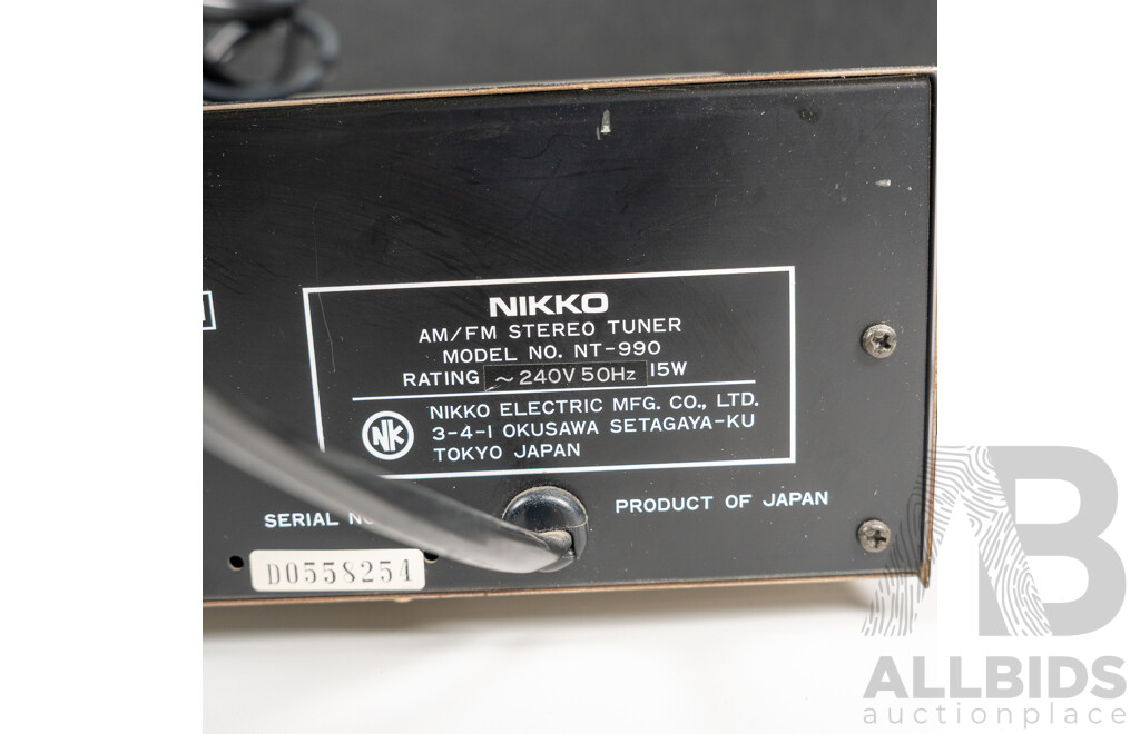 Nikko AM FM Stereo Tuner NT 990 with Quartz Lock Digital Synthesizer