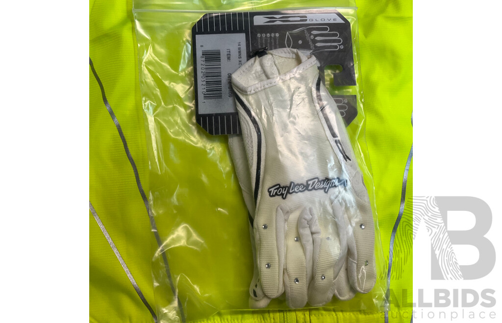 AVANTI Women Size 10 Yellow Vest & TROYLEE Designs Racing Glove - White -  Lot of 2