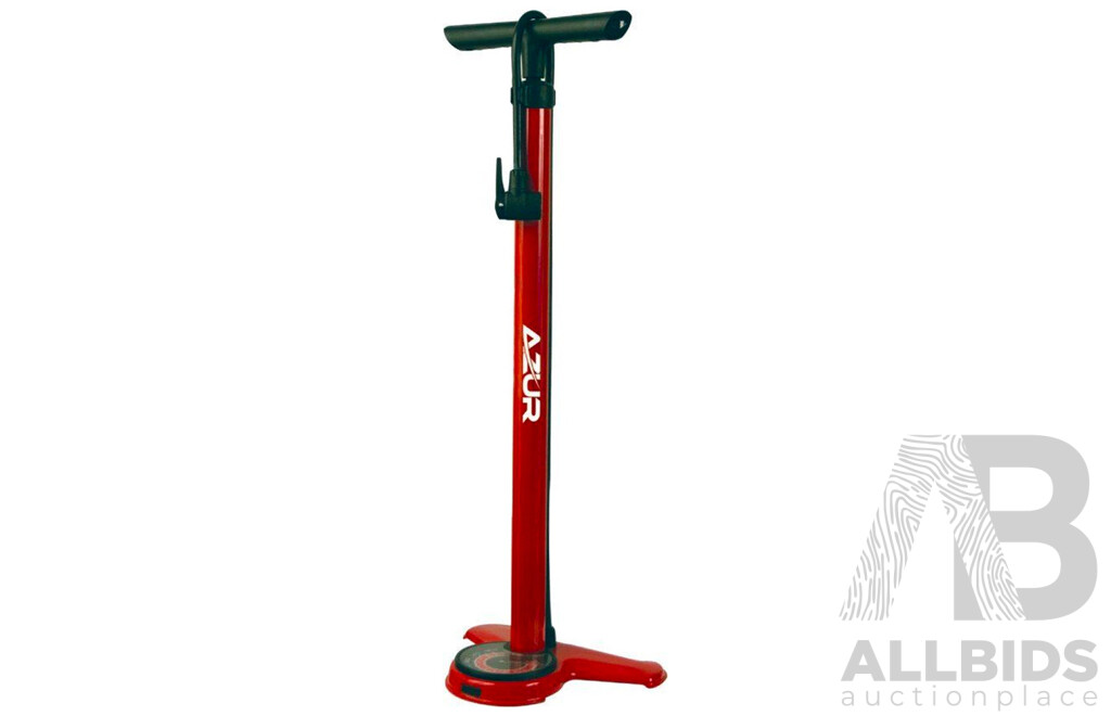 Azur Sirocco Dual Head Floor Pump - Red