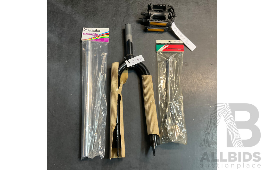 Bicycle Accessories Includes Seat Posts & Kick Stand & More  - Lot of 4