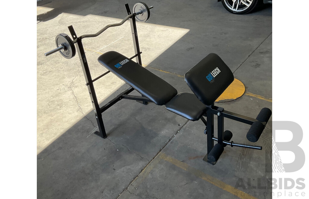 GUYLEECH Adjustable Bench Press with Weight Bar & Plates