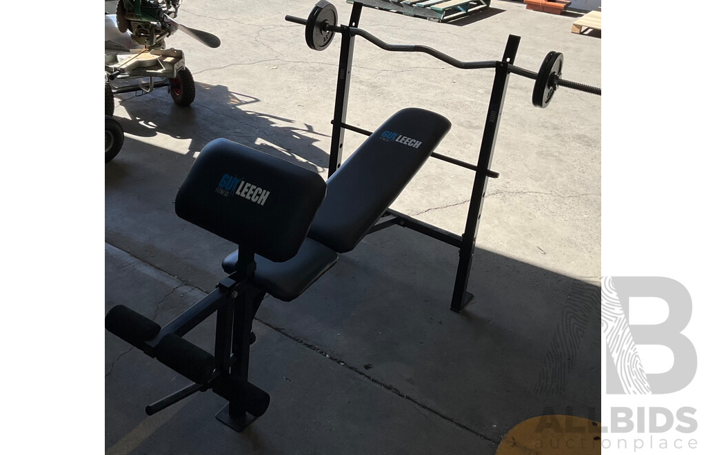 GUYLEECH Adjustable Bench Press with Weight Bar & Plates