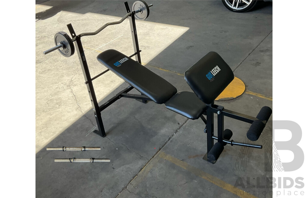 GUYLEECH Adjustable Bench Press with Weight Bar & Plates