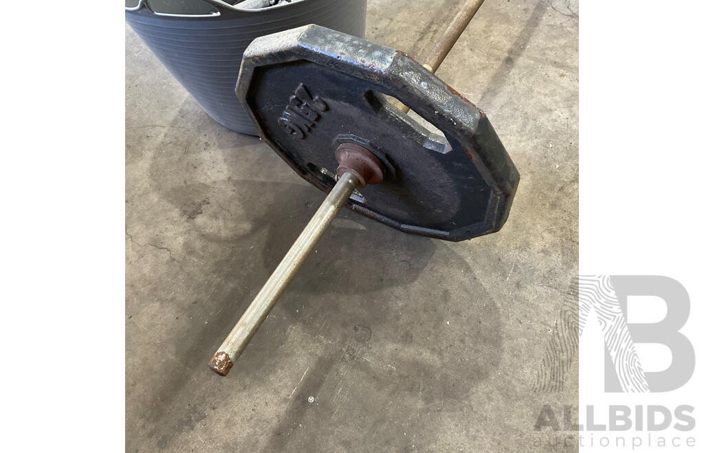 Weight Bar & Assorted Weight Plates