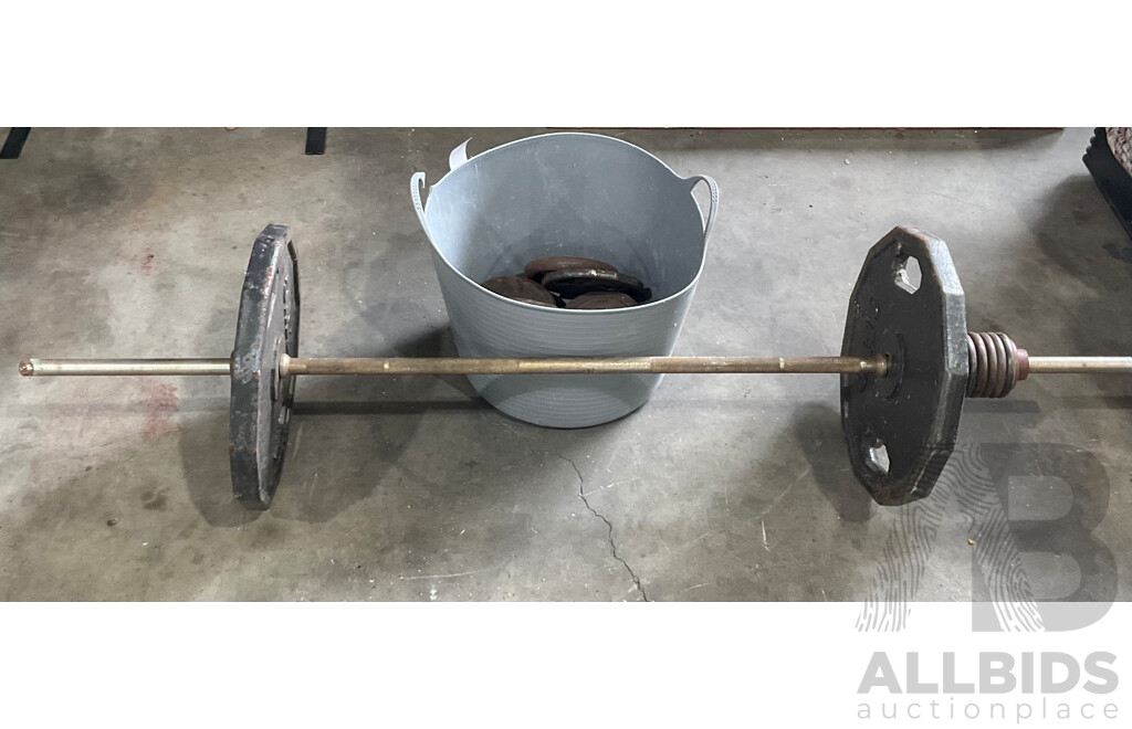 Weight Bar & Assorted Weight Plates