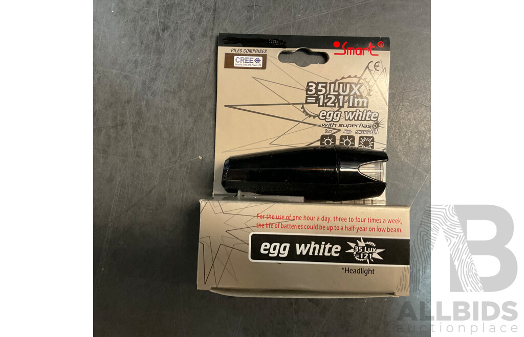 Smart Egg White Head Light & Radbot 100 Light & Beetle 14C Cycle Computer - Lot of 3