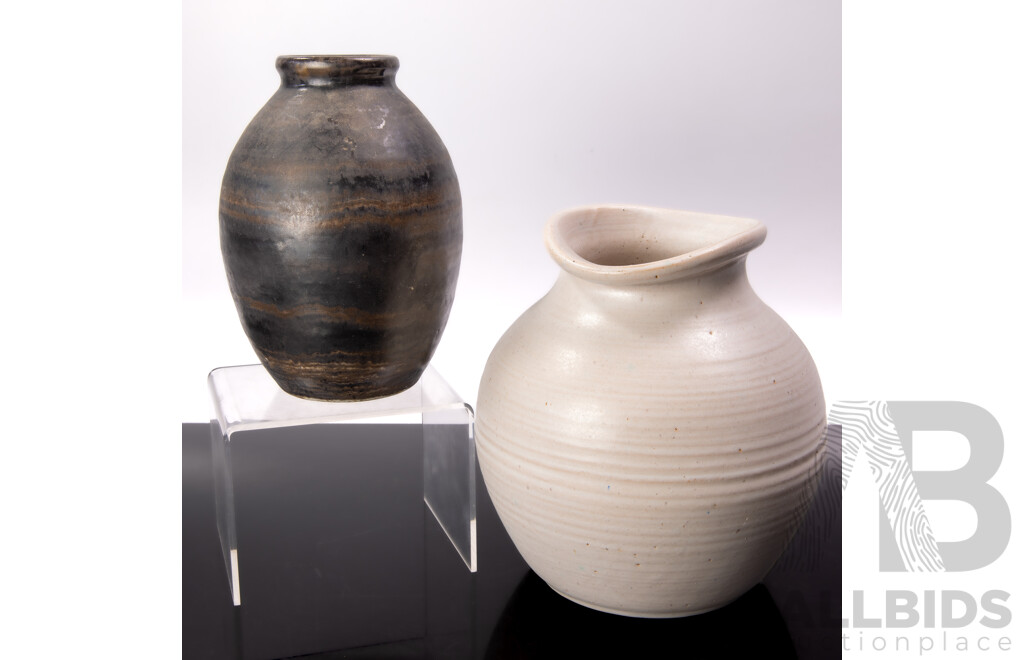 Two Retro Australian Studio Pottery Vases by Henri Le Grand, Signed to Base