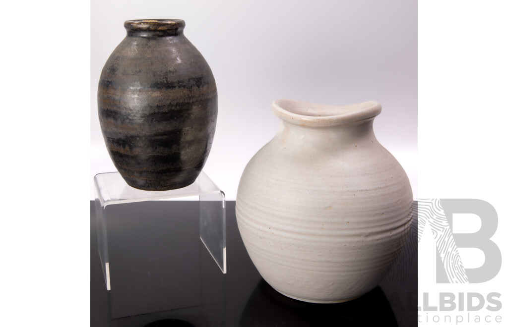 Two Retro Australian Studio Pottery Vases by Henri Le Grand, Signed to Base