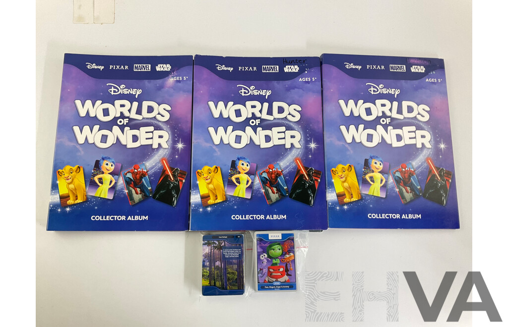 Three Disney World of Wonder Card Albums, Part Filled with Extra Cards