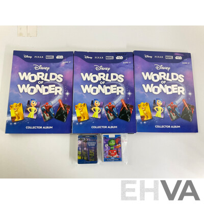 Three Disney World of Wonder Card Albums, Part Filled with Extra Cards