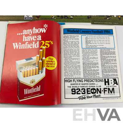 Five Vintage AFL Magazines Including 1986 Football Record and The Australian Footballer 1982/83