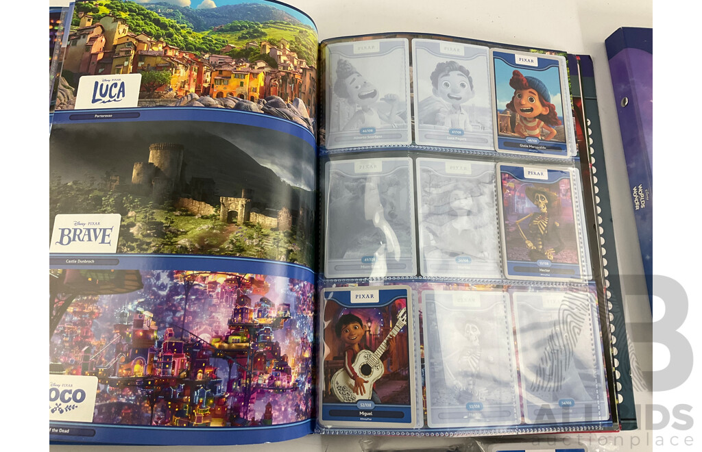 Three Disney World of Wonder Card Albums, Part Filled with Extra Cards