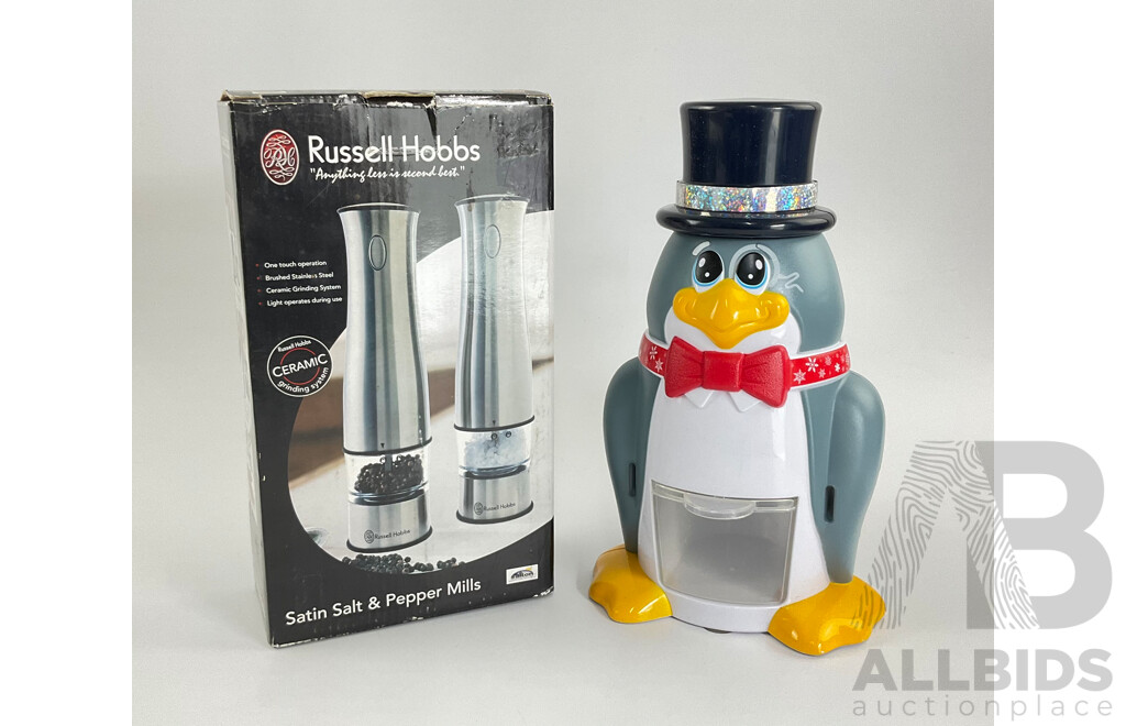 Boxed Russell Hobbs Electric Salt & Pepper Mills with Pengquin Ice Maker
