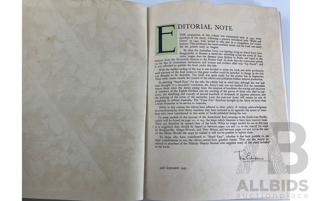 Stand Easy - After the Defeat of Japan, First Edition, 1945