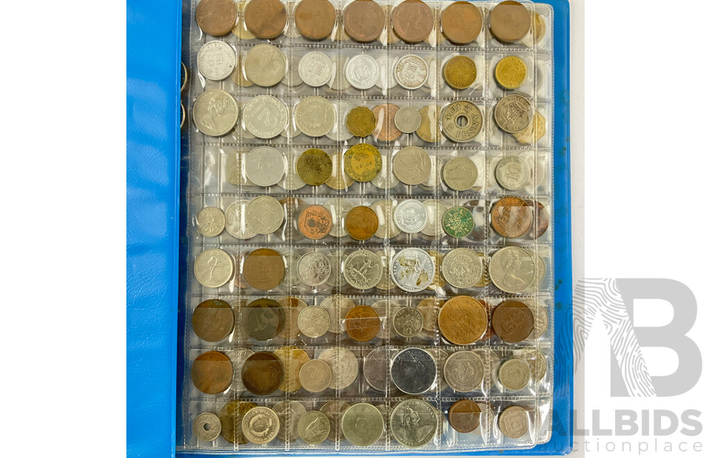 Album of International Coins Including New Zealand, New Caladonia, Fiji, UK, Italy, PNG and More - Approximately 292