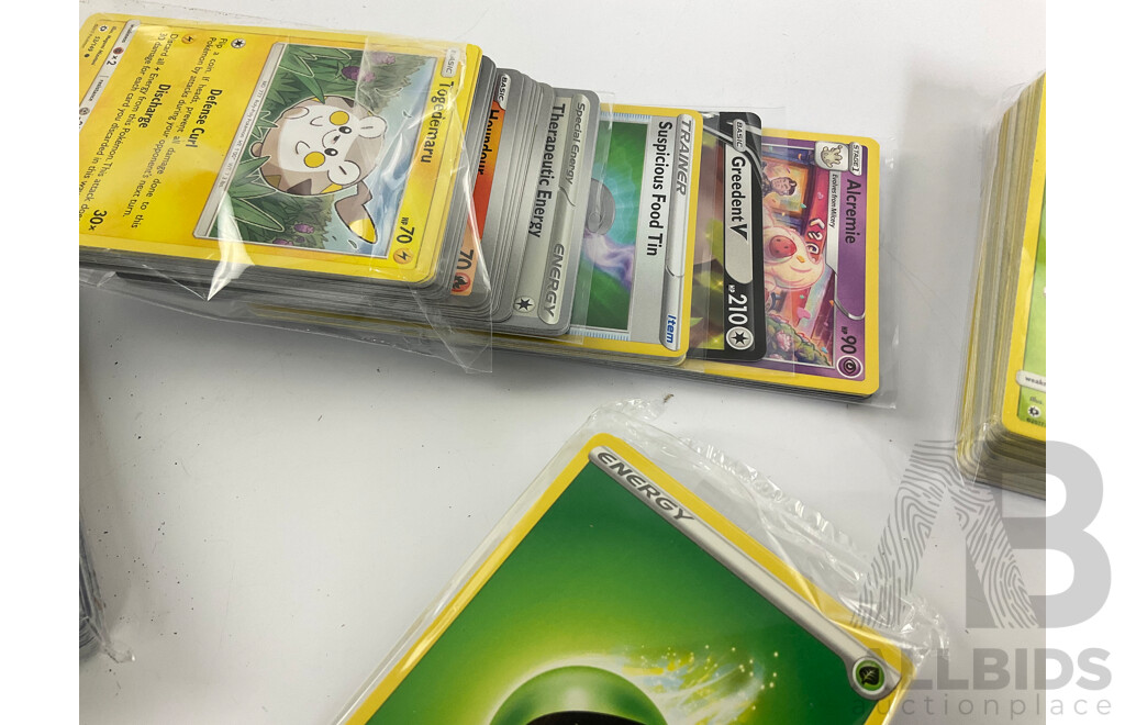 Collection of Pokemon Cards Including Energy, Trainer and Basics