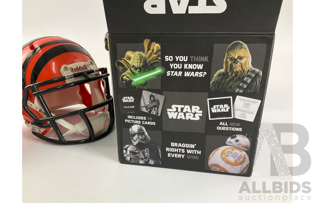 Star Wars Trivia Box, M&Ms Fire Truck and Cincinnati Mini Helmet and Ball