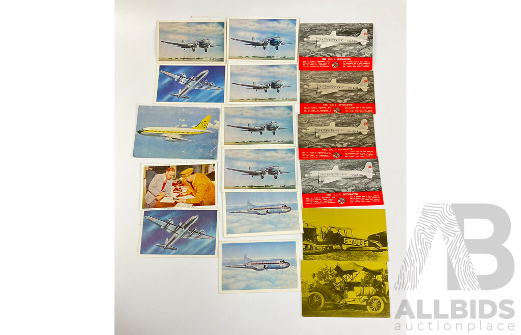 Collection of Early Australian Aviation Post Cards Including Ansett, Qantas, Australian National Airways