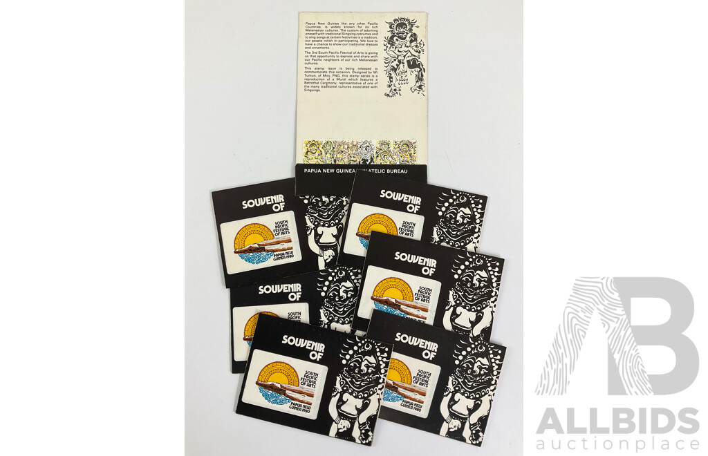 Seven Papua New Guinea 1980 Festival of Arts Souvenir Stamp Packs
