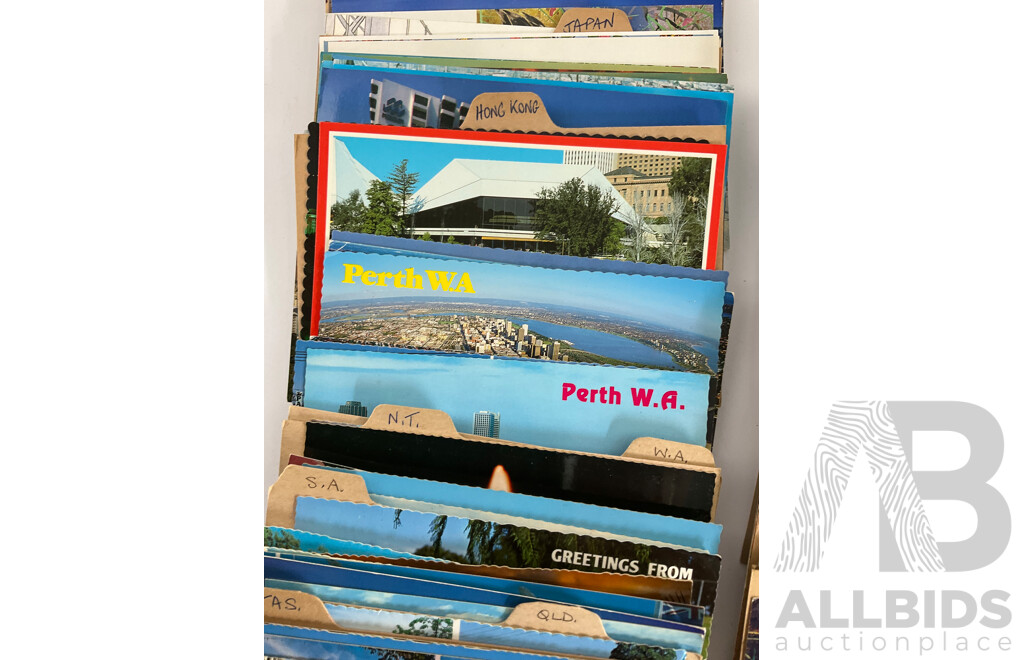 Collection of Vintage Post Cards Including USA, New Zealand, Australia, Japan, Hong Kong, Singapore - Approximately 325