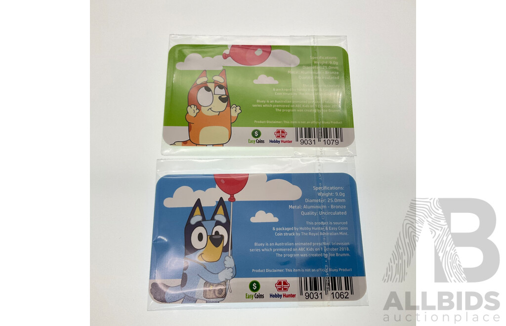 Two Australian RAM 2024 KCIII UNC Commemorative One Dollar Bluey Bucks