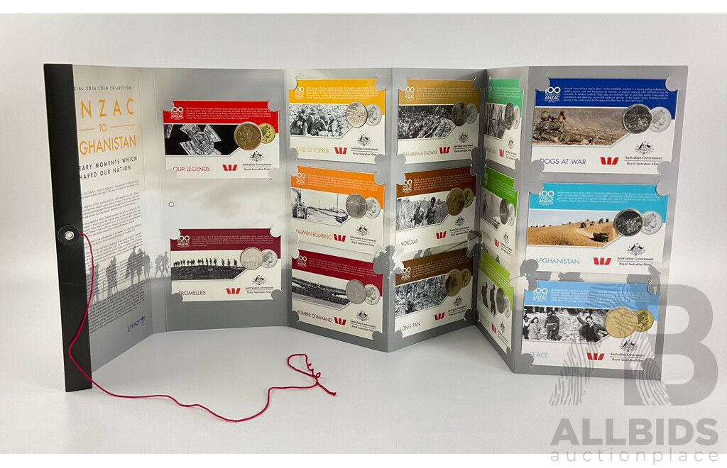 Australian RAM 2016 ANZAC to Afghanistan Ten Twenty Cent, Fourteen Twenty Five Cent Coin Collection