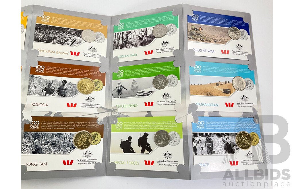Australian RAM 2016 ANZAC to Afghanistan Ten Twenty Cent, Fourteen Twenty Five Cent Coin Collection