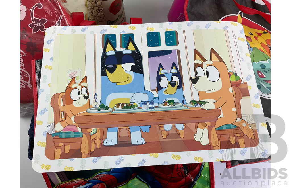 Collection of Collectables Villeroy & Boch, Tin Signs and Rooster, Money Tins, Pop Bags, Barbie Sparkle Lamp