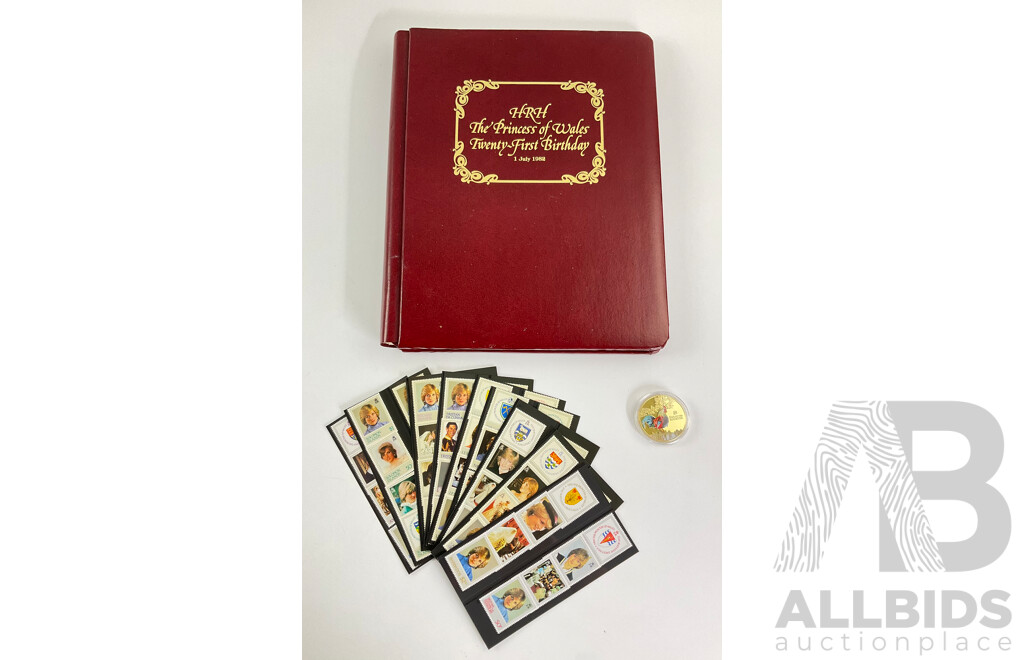 Commonwealth Countries 1982 HRH Princess of Wales Twenty First Birthday Mint Stamp Album and Niue 2017 Year of the Rooster Coin
