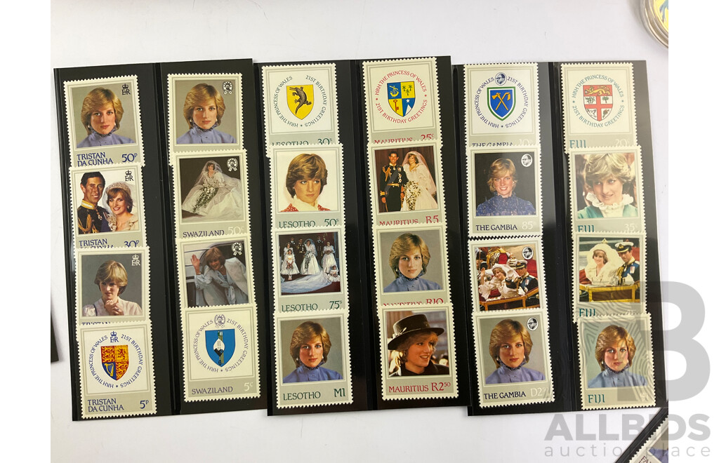 Commonwealth Countries 1982 HRH Princess of Wales Twenty First Birthday Mint Stamp Album and Niue 2017 Year of the Rooster Coin