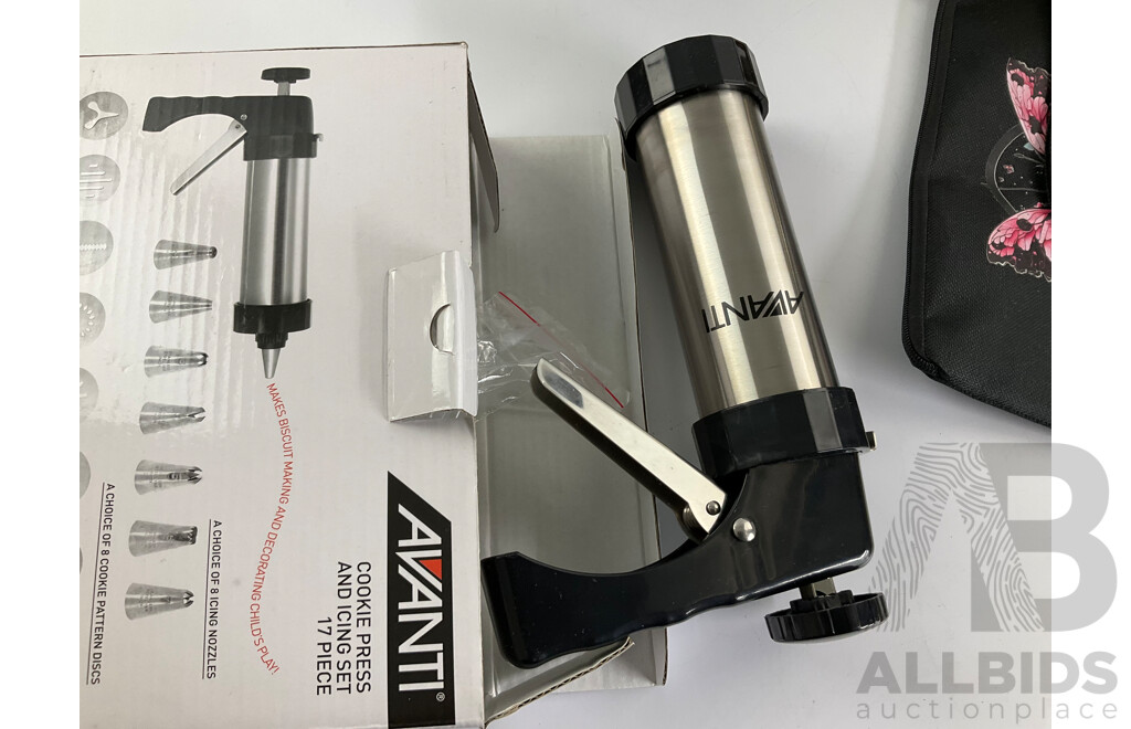 Boxed Trump Card Game, Boxed Avanti Cookie Press, Boxed VW Camper Van Tea Pot, Imperial Silver Plate Tea Pot, Vintage Country Life Cigarettes Tin, Seltmann Germany Tea Cup and Saucer, Leather Liverpool Coasters