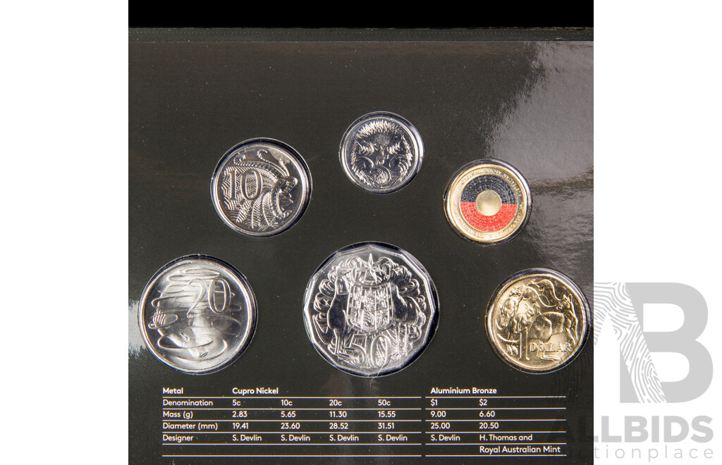 Australian 2021 Six UNC Coin Set, 50th Anniversary of the Aboriginal Flag