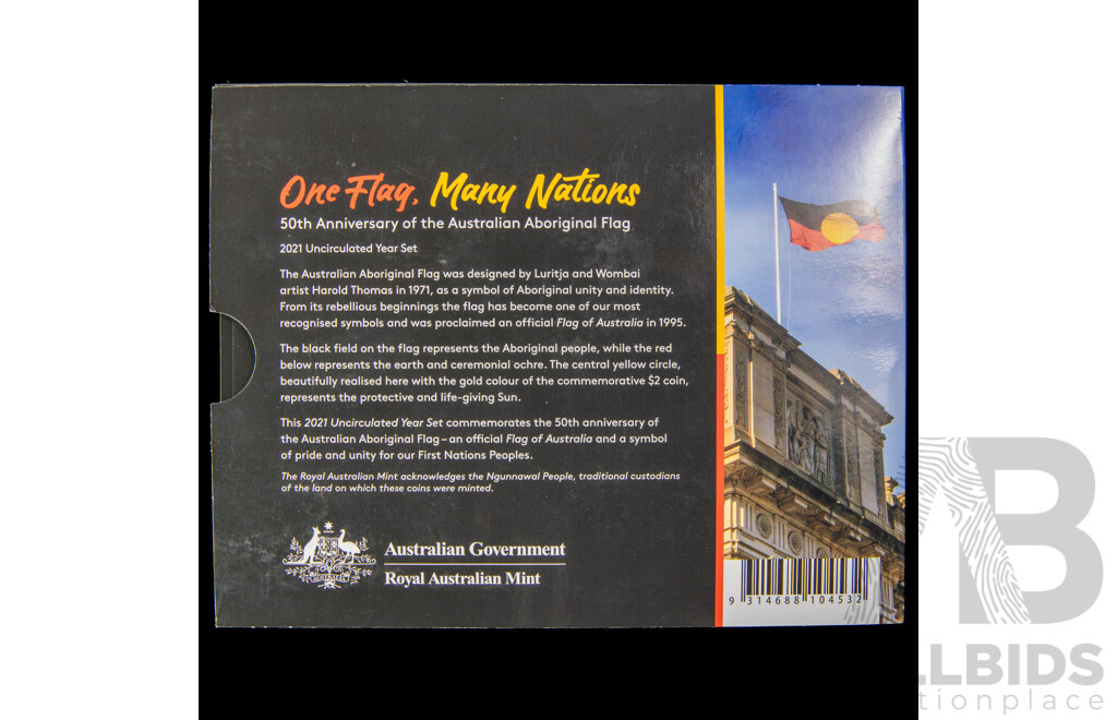 Australian 2021 Six UNC Coin Set, 50th Anniversary of the Aboriginal Flag