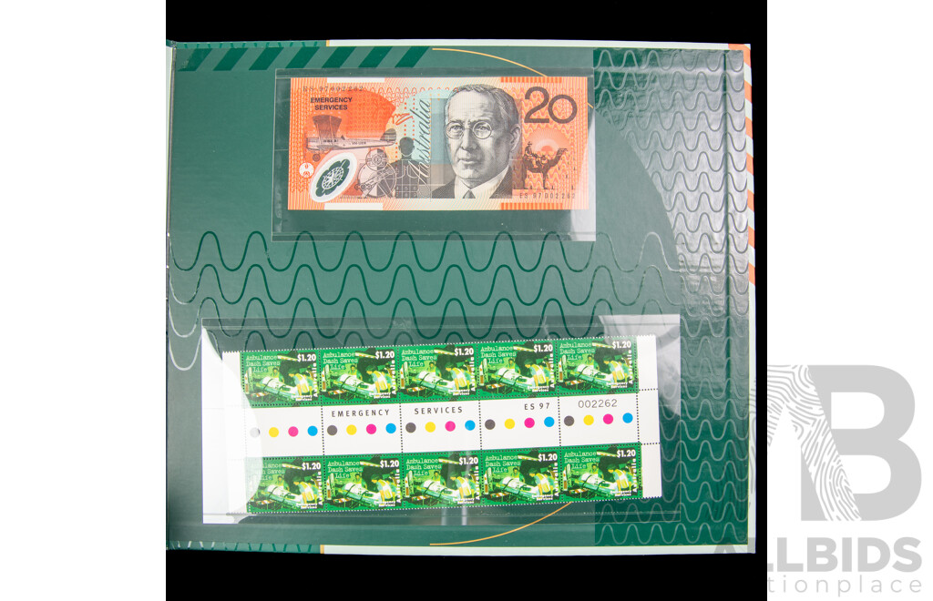 Australian NPA 1997 Emergency Services Twenty Dollar Note and Stamp Album
