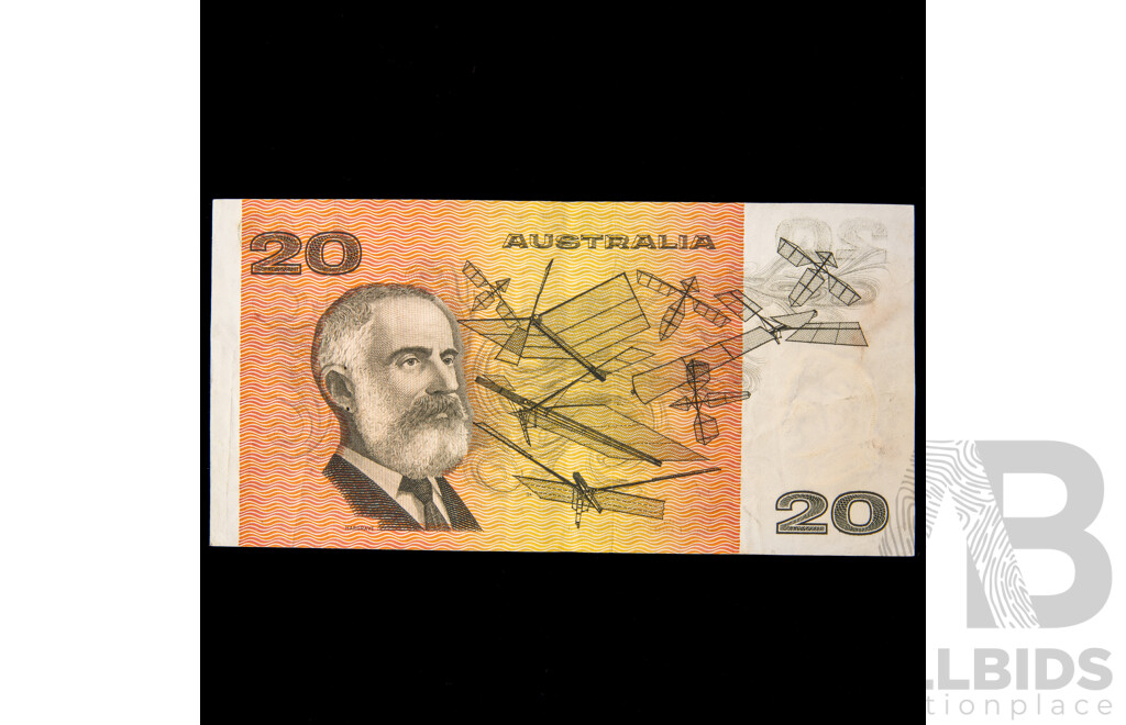 Australian 1974 Twenty Dollar Note Phillips/Wheeler R405 XJA 013131