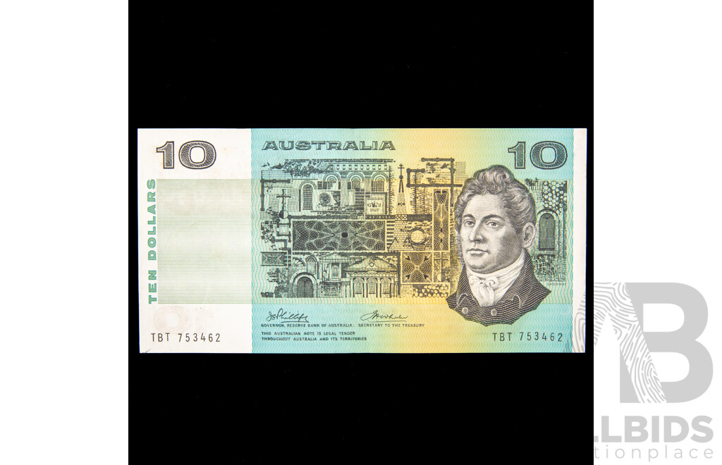 Australian 1974 Ten Dollar Note Phillips/Wheeler R305 TBT 753462